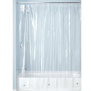 iDesign PEVA Plastic Shower Bath Liner, Mold and Mildew Resistant for use Alone or with Fabric Curtain for Master, Kid’s, Guest Bathroom, Long, Clear,