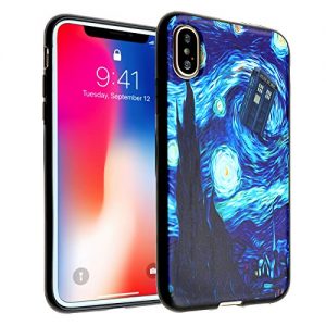 iPhone Xs Max Case Tardis Starry Night,DURARMOR FlexArmor Rubber Flexible Bumper Shockproof Ultra Slim TPU Case Drop Protection Cover for iPhone Xs Max- Dr. Who Tardis Starry Night,