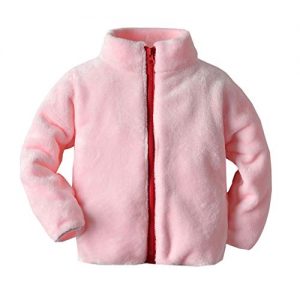 Kids Baby Fleece Jacket Girls Boys Plush Overcoat Toddler Zipper Snow Wear Coat Infant Warm Sweatshirt Outcoat Clothes (Pink, 12-18 Months)