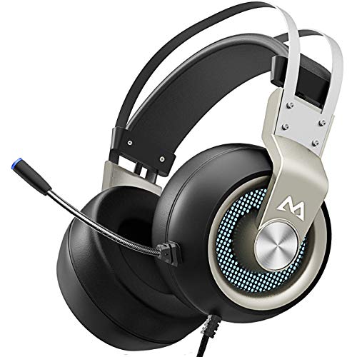 Mpow EG3 Pro Gaming Headset with 3D Surround Sound, PS4 Xbox One Headset with Noise Cancelling Mic, Gaming Chat Headset, Over-Ear Gaming Headphones for PC, Xbox 1, PS4, Nintendo Switch,