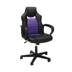 RESPAWN 110 Racing Style Gaming Chair, Reclining Ergonomic Leather Chair with Footrest, in Black (RSP-110-BLK), 28.50″ D x 26.75″ W x 48.50″-51.50″ H,