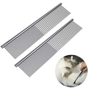 Pet Stainless Steel Grooming Dog Cat Comb Tool 2 Pieces