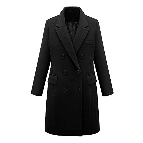 POTO Women Coats Plus Size, Ladies Winter Lapel Wool Coat Trench Jacket Pea Coats Jacket Overcoat Outwear(L-5XL) Pink