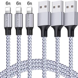 iPhone Charger, YUNSONG 3Pack 6FT Nylon Braided Lightning Cable Charging Cord USB Cable Compatible with iPhone 11 Pro Max XS XR X 8 7 6S 6 Plus SE 5S 5C 5 iPad,