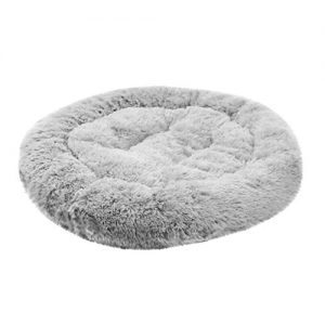 TOPBIGGER Donut Cat Bed Self-Warming Dog Bed Cuddler Pet Bed Calming Cat Bed Faux Fur Dog Beds Round Cat Bed Gray
