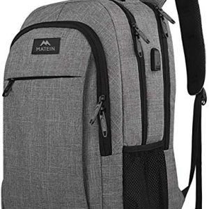 Travel Laptop Backpack, Business Anti Theft Slim Durable Laptops Backpack with USB Charging Port, Water Resistant College School Computer Bag Gifts for Women & Men Fits 15.6 Inch Notebook, Grey,